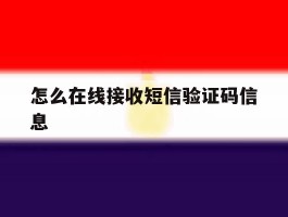 怎么在线接收短信验证码信息