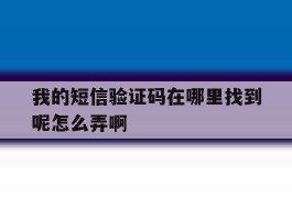 我的短信验证码在哪里找到呢怎么弄啊的简单介绍