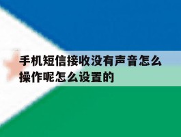 关于手机短信接收没有声音怎么操作呢怎么设置的的信息