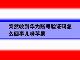突然收到华为账号验证码怎么回事儿呀苹果