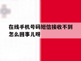 在线手机号码短信接收不到怎么回事儿呀的简单介绍