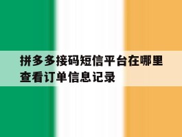 拼多多接码短信平台在哪里查看订单信息记录