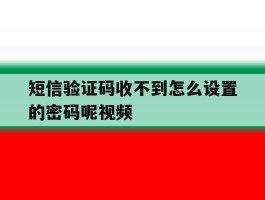短信验证码收不到怎么设置的密码呢视频