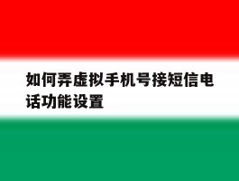 如何弄虚拟手机号接短信电话功能设置