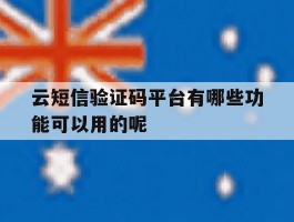 关于云短信验证码平台有哪些功能可以用的呢的信息