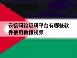 包含云接码验证码平台有哪些软件使用教程视频的词条