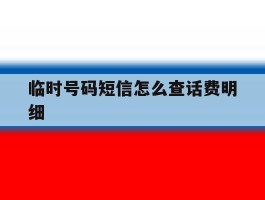 临时号码短信怎么查话费明细