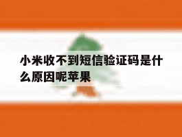 小米收不到短信验证码是什么原因呢苹果