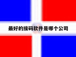 最好的接码软件是哪个公司