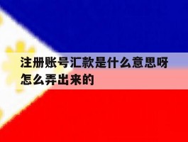 注册账号汇款是什么意思呀怎么弄出来的