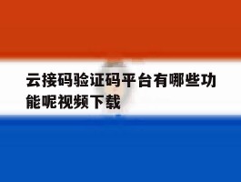 包含云接码验证码平台有哪些功能呢视频下载的词条