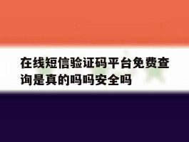 在线短信验证码平台免费查询是真的吗吗安全吗的简单介绍