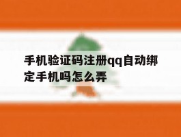 手机验证码注册qq自动绑定手机吗怎么弄