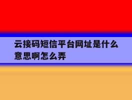 云接码短信平台网址是什么意思啊怎么弄