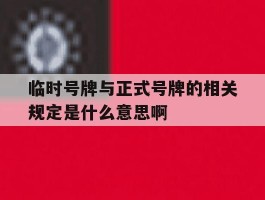 关于临时号牌与正式号牌的相关规定是什么意思啊的信息