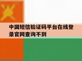 中国短信验证码平台在线登录官网查询不到