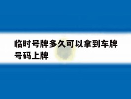 临时号牌多久可以拿到车牌号码上牌
