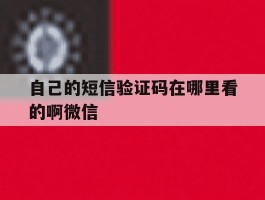 自己的短信验证码在哪里看的啊微信