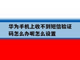 华为手机上收不到短信验证码怎么办呢怎么设置的简单介绍
