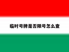 临时号牌是否限号怎么查