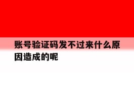 账号验证码发不过来什么原因造成的呢