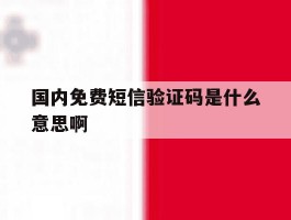 国内免费短信验证码是什么意思啊
