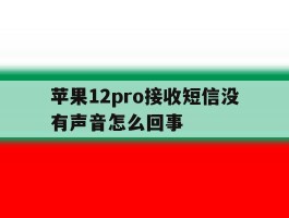 苹果12pro接收短信没有声音怎么回事