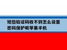 包含短信验证码收不到怎么设置密码保护呢苹果手机的词条