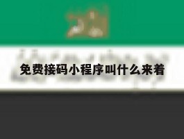免费接码小程序叫什么来着