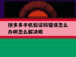 包含拼多多手机验证码错误怎么办啊怎么解决呢的词条
