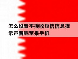 怎么设置不接收短信信息提示声音呢苹果手机的简单介绍