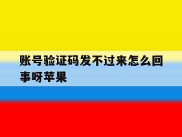 账号验证码发不过来怎么回事呀苹果