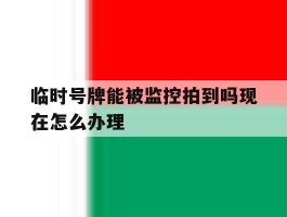 临时号牌能被监控拍到吗现在怎么办理