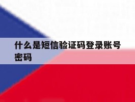什么是短信验证码登录账号密码
