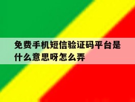 免费手机短信验证码平台是什么意思呀怎么弄