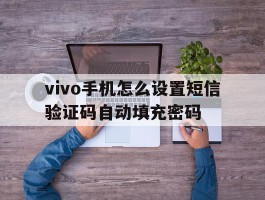 vivo手机怎么设置短信验证码自动填充密码