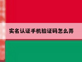 实名认证手机验证码怎么弄