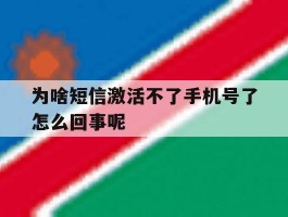 为啥短信激活不了手机号了怎么回事呢