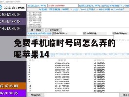 免费手机临时号码怎么弄的呢苹果14的简单介绍