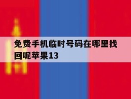 免费手机临时号码在哪里找回呢苹果13的简单介绍