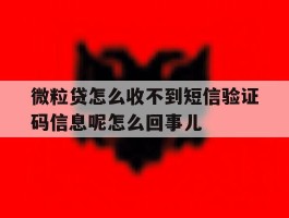微粒贷怎么收不到短信验证码信息呢怎么回事儿的简单介绍