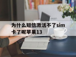为什么短信激活不了sim卡了呢苹果13的简单介绍