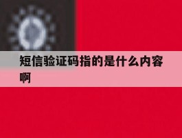 短信验证码指的是什么内容啊
