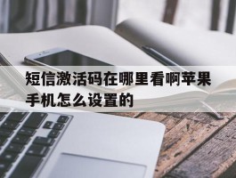 短信激活码在哪里看啊苹果手机怎么设置的