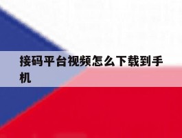 接码平台视频怎么下载到手机