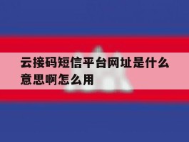 云接码短信平台网址是什么意思啊怎么用