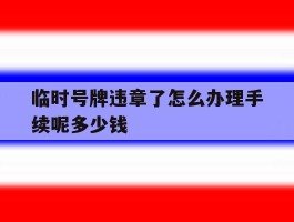 临时号牌违章了怎么办理手续呢多少钱