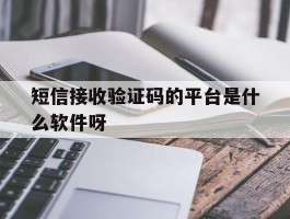 短信接收验证码的平台是什么软件呀