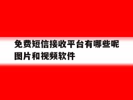免费短信接收平台有哪些呢图片和视频软件