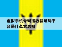 虚拟手机号码接收验证码平台是什么意思呀